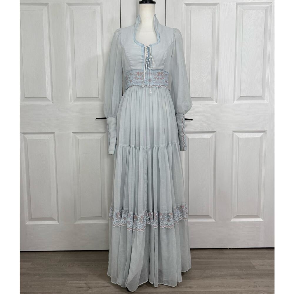 Gunne Sax by Jessica San Francisco Blue Lace Victorian Prairie Dress Size 11
